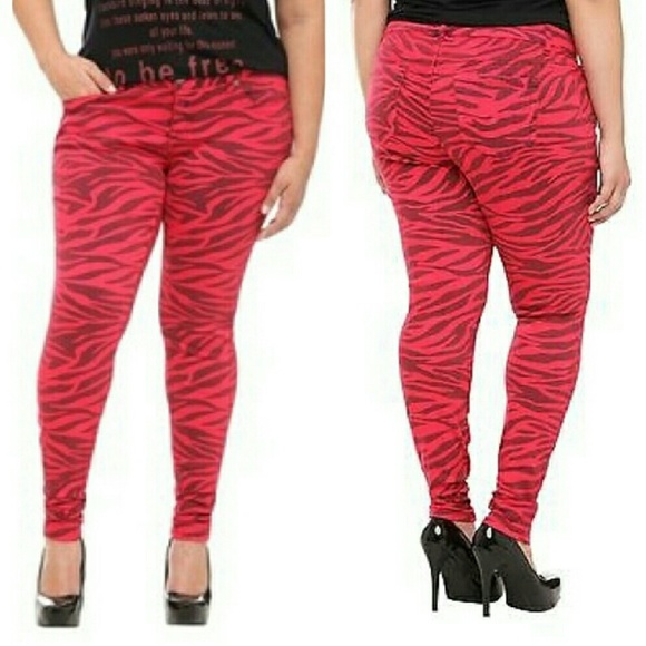 torrid Pants - Torrid Red and Black Zebra Skinny Jeans