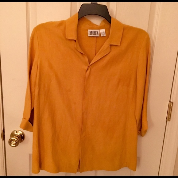 Chico's Silk & Linen Harvest yellow blouse