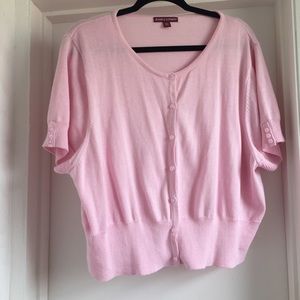 Pink Cropped Short Sleeve Cardigan