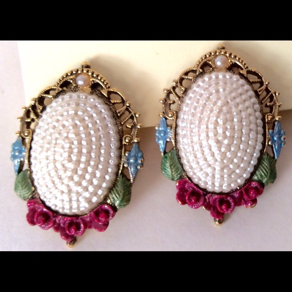 1928 brand Vintage Clip On Style Earrings