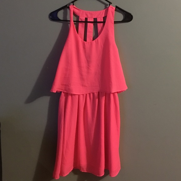 A coral colored rue 21 dress