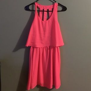 A coral colored rue 21 dress