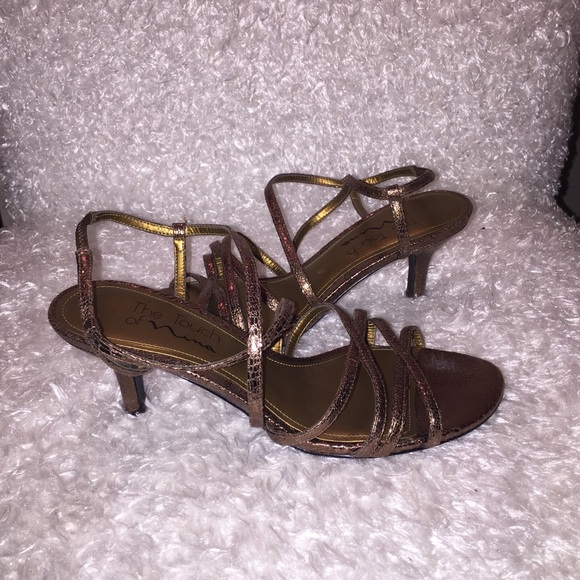 Strappy gold sparkly heels - Picture 1 of 3