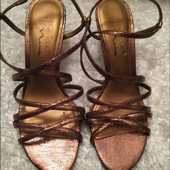 Strappy gold sparkly heels - Picture 2 of 3