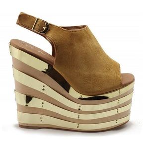 Jeffrey Campbell Nude Suede Gold Snick 2PTO