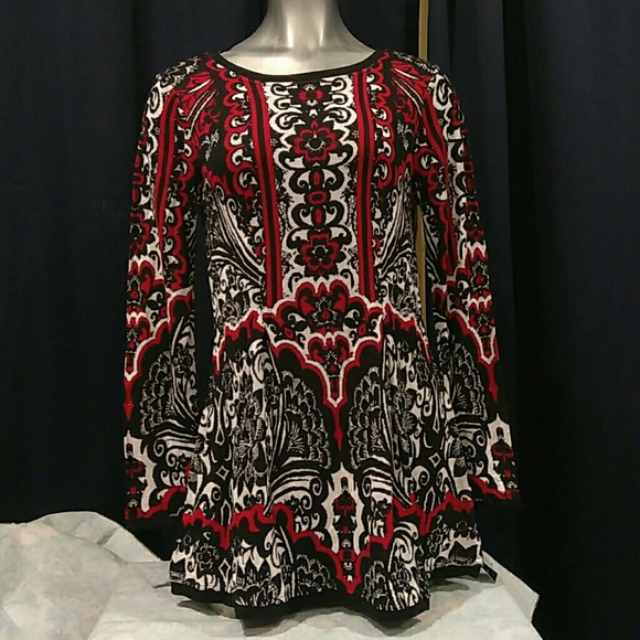Style & Co. Sweaters - Style & Co Printed Jacquard Sweater Tunic
