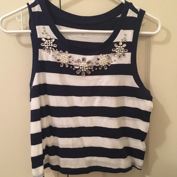 Express striped embellished crop top