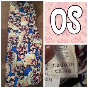 Lularoe skulls blue background NWT OS Halloween