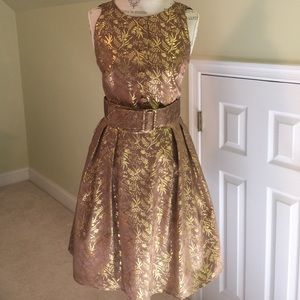 HOLIDAY PARTY DRESS!! Gold Brocade Cocktail Dress