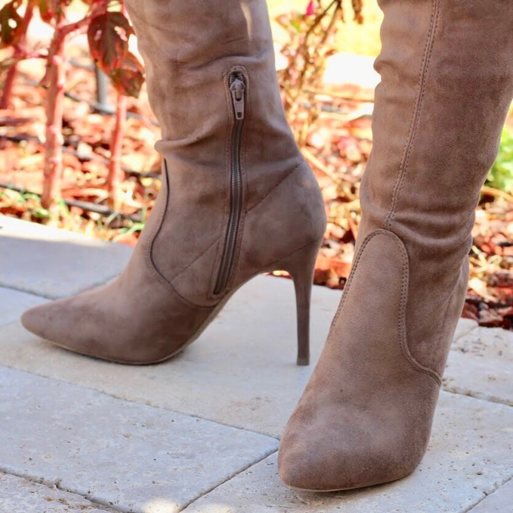 Taupe Thigh High Boots - Picture 4 of 7