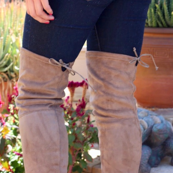 Taupe Thigh High Boots - Picture 2 of 7