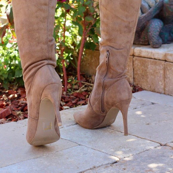 Taupe Thigh High Boots - Picture 3 of 7