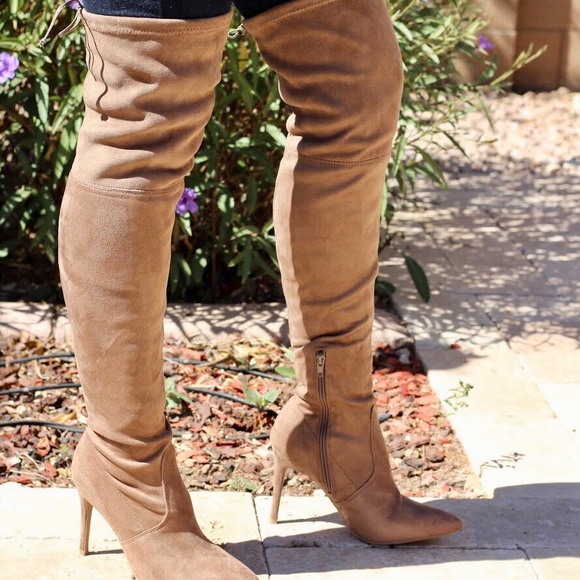 Taupe Thigh High Boots - Picture 6 of 7