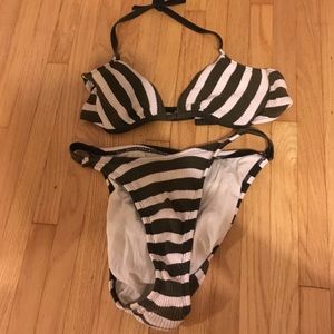90s High Waisted/High Thigh Cut Ribbed bikini