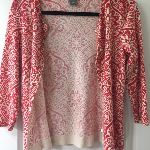 Ann Taylor Red and White Cardigan - Picture 4 of 4
