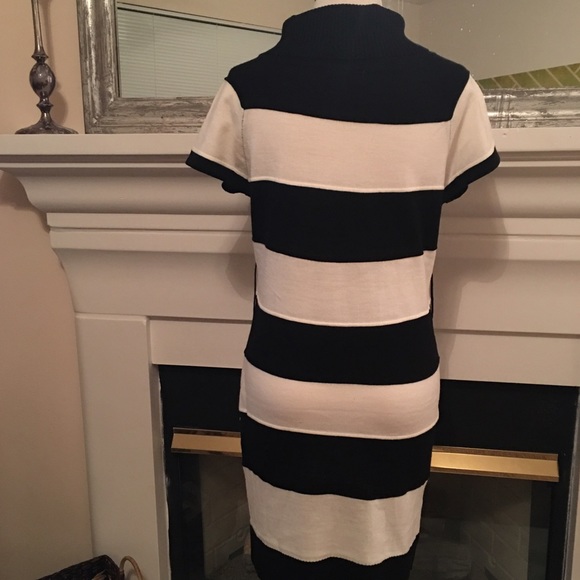 SHE's COOL B/W Striped Sweater Dress. - Picture 2 of 2