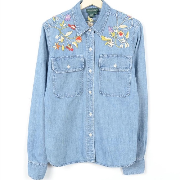 🎉Ralph Lauren embroidered Jean shirt🎉