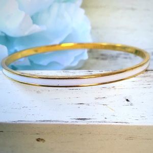 VINTAGE MONET White Inlay Narrow Bangle Bracelet