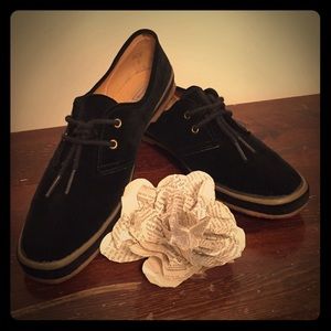 Vintage Black Velvet Loafers