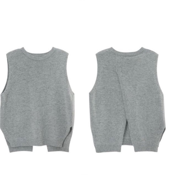 🌸SALE🌸 Split Back Sleeveless Sweater, Grey - Picture 2 of 3