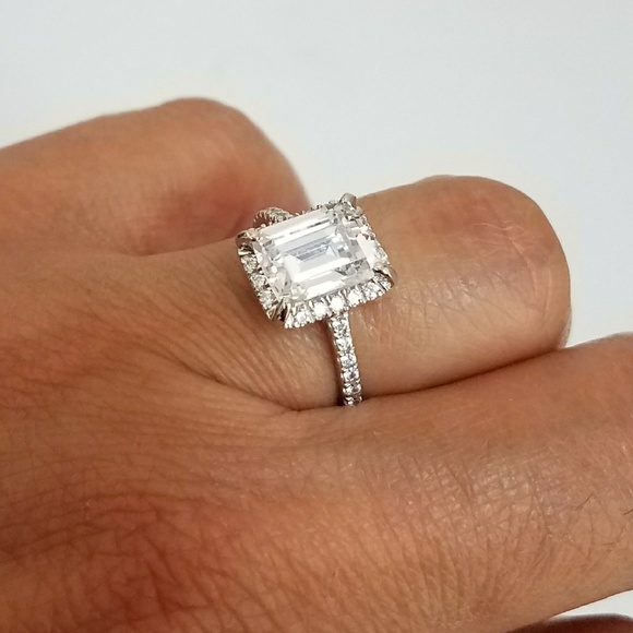 1ct Emerald cut 14K gold plated Engagement Ring - Picture 2 of 6