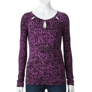 Purple Exotic Print Keyhole Top