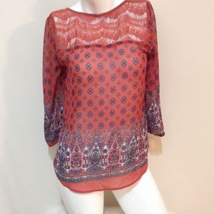 Orange lace blouse