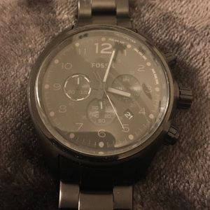 Men's black fossil watch.