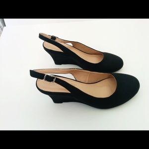 Black suede wedges