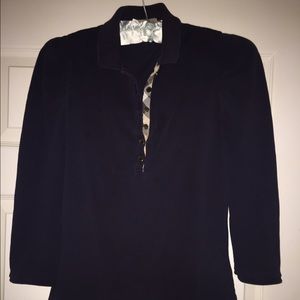 Burberry London navy blue long sleeve Polo shirt