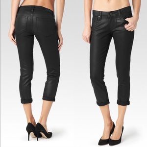 NEW! Paige Jimmy Jimmy Crop Black Coated Jeans
