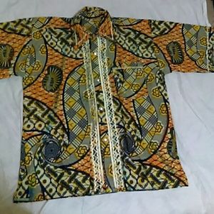Hand sewn African print bottom up shirt