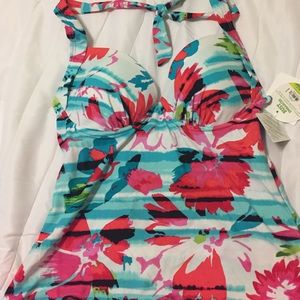 SALE Tropical Halter Bust Enhancing Tankini Top