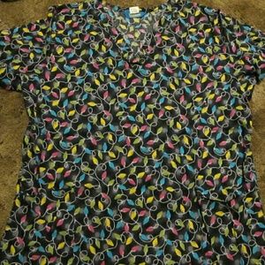 Christmas lights scrub top