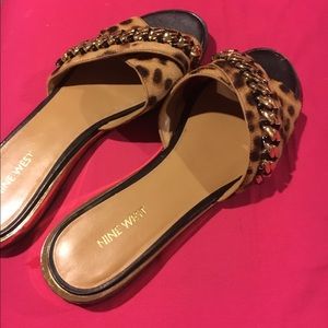 Nine West leopard sandals like new
