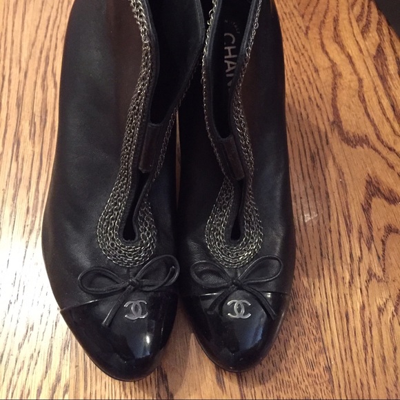 Chanel black leather boots