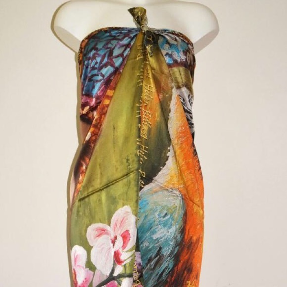 Tropical Girl Silk Scarf 110x110cm - Picture 2 of 4