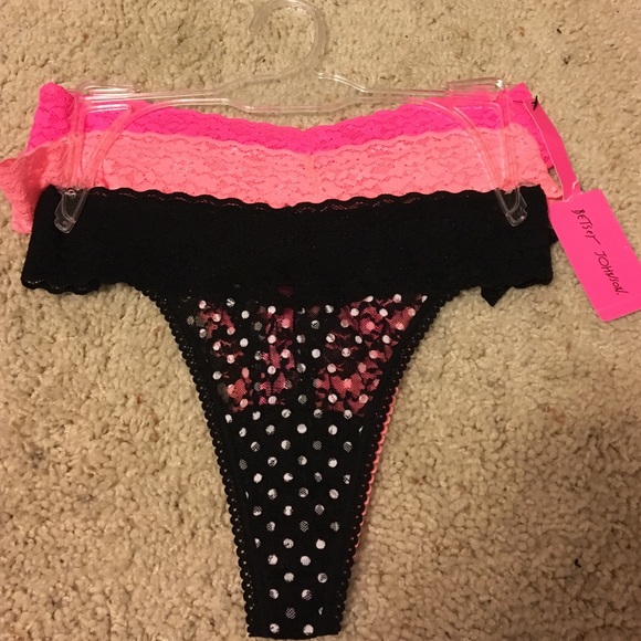 NWT Betsey Johnson Set of 3 Lacey Thong Panties