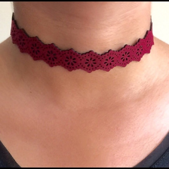 Bchic Jewelry - Laser Cut Burgundy Choker