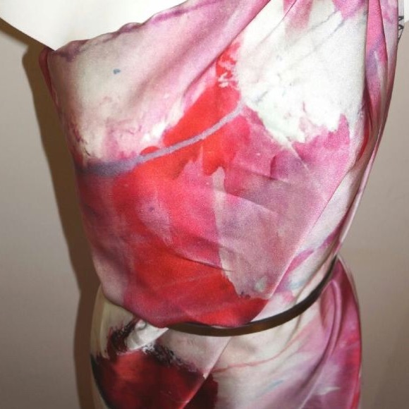 Pink Peony Flower Silk Scarf 110x110cm - Picture 2 of 4