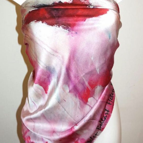 Pink Peony Flower Silk Scarf 110x110cm - Picture 4 of 4