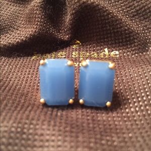 Kate Spade light blue emerald cut earrings