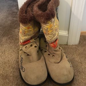 Authentic Ed Hardy Fur Boots Size 8