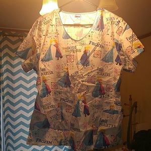 Frozen Scrub top NWOT