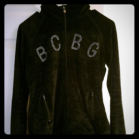 BCBG Black Rhinestoned Zip Up