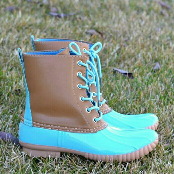 Sale!!<< Teal Turquoise Duck Boots >> - Picture 2 of 4