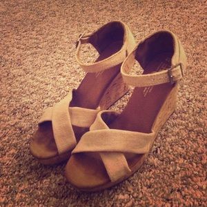 TOMS Wedges - sandy tan