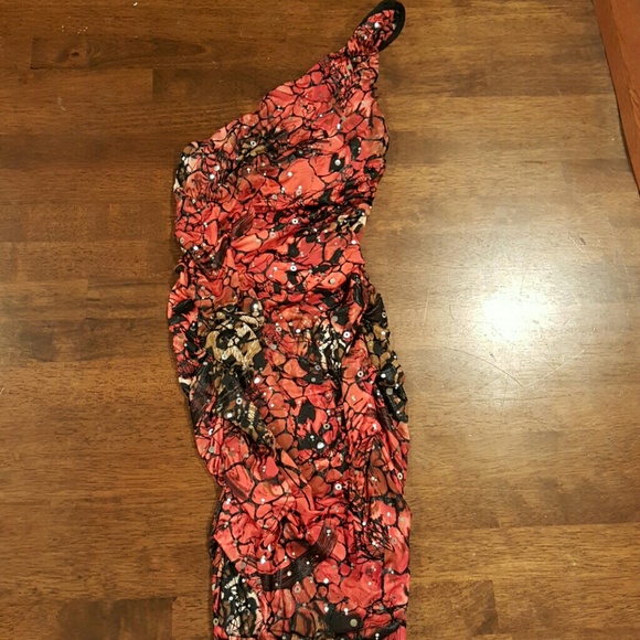 Arden B Red "snake" pattern party dress