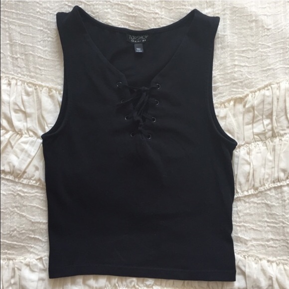 Topshop lace up crop