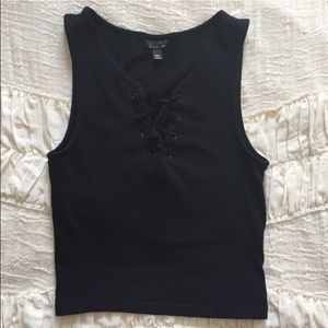 Topshop lace up crop